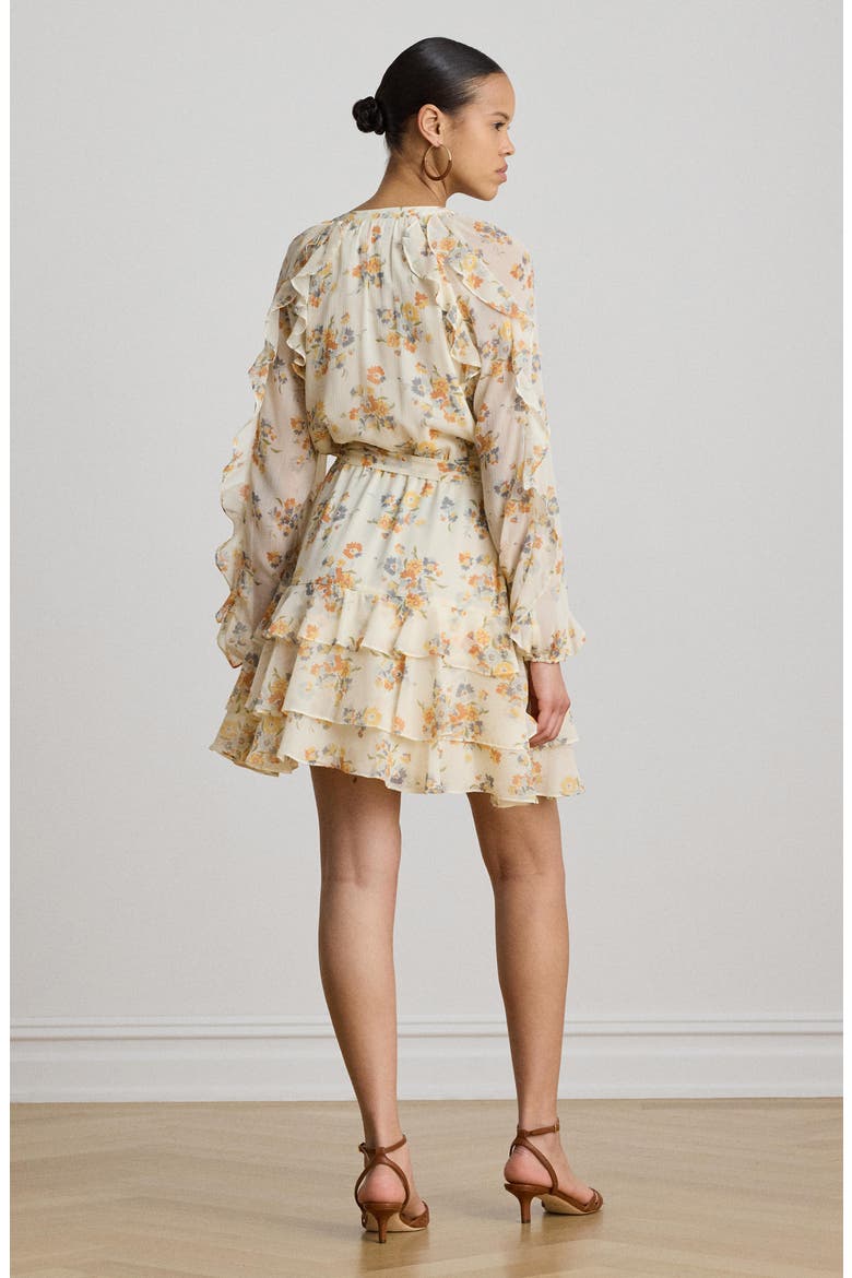 Floral Print Long Sleeve Minidress, Alternate, color, CREAM/ MULTI