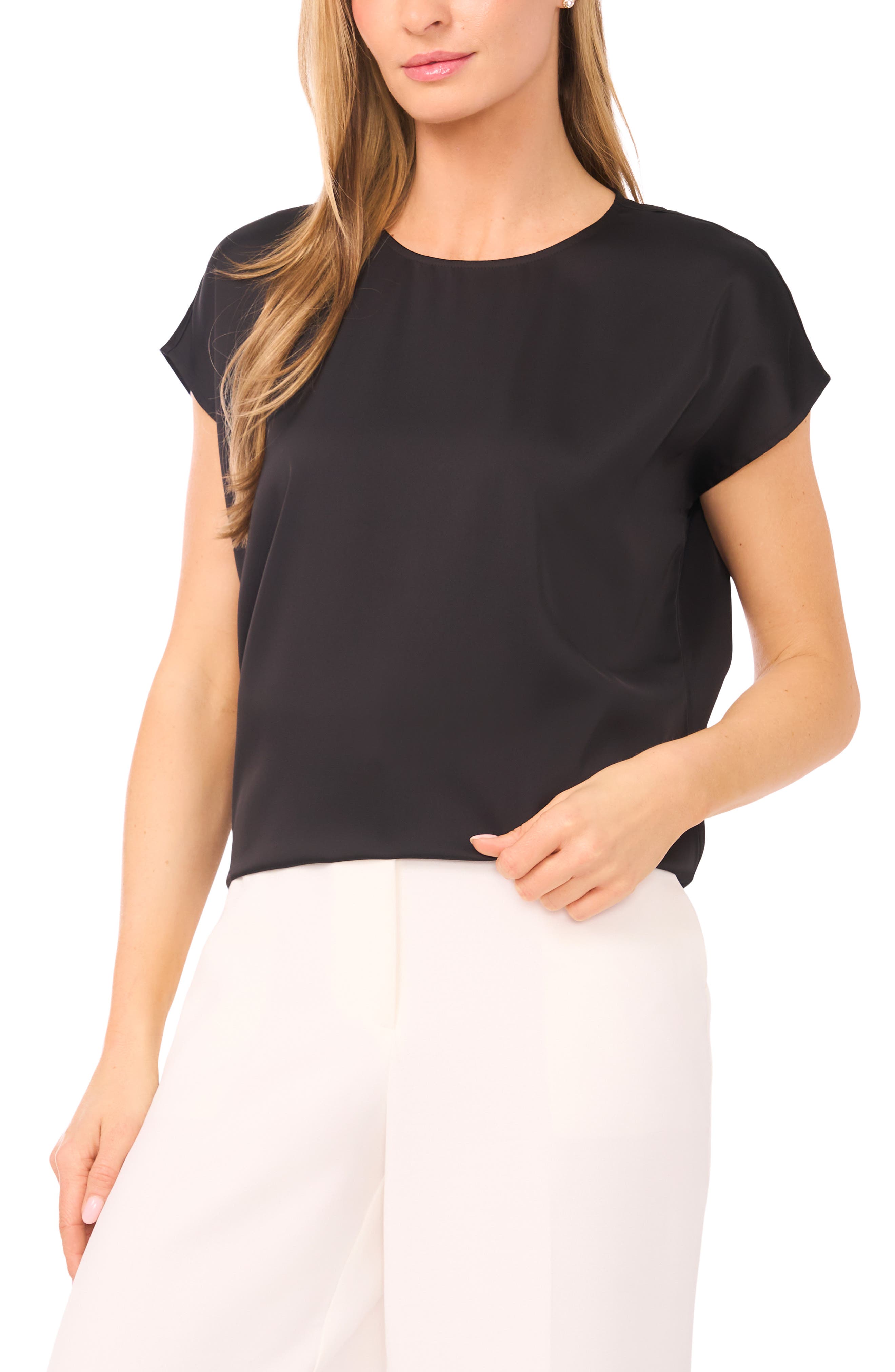 Print Cap Sleeve Blouse