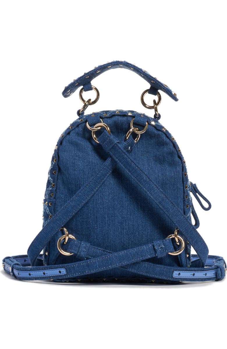 Valentino Garavani Mini Rockstud Spike Denim Backpack, Alternate, color,