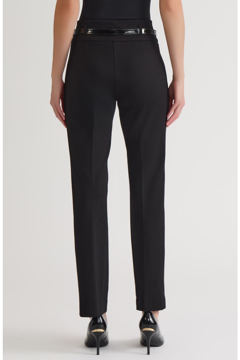 Belted High Waist Bootcut Pants, Alternate, color, BLACK