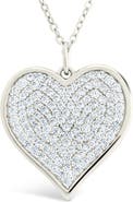 Sterling Forever Small Cubic Zirconia Heart Pendant Necklace