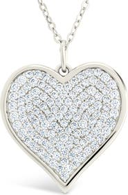 Sterling Forever Small Cubic Zirconia Heart Pendant Necklace