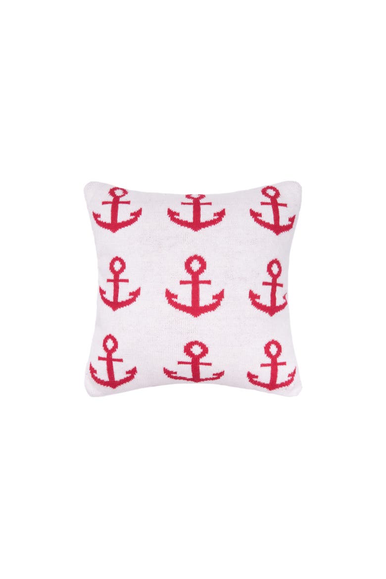Anchor Knitted Small/Petite Accent Pillow, 10" x 10", Alternate, color, Red