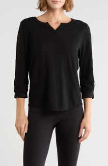 Ruched Sleeve V-Neck Top
