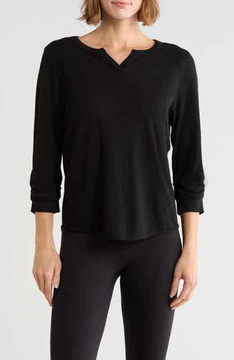 Ruched Sleeve V-Neck Top