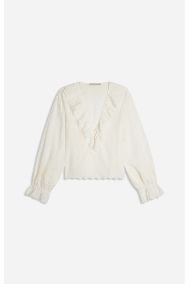 Helea V-Neck Ruffled Blouse, Alternate, color, Ecru