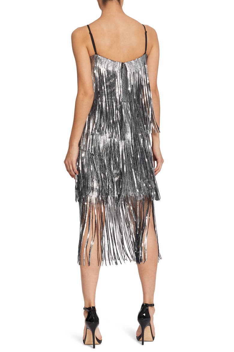 Roxy Fringe Shift Dress, Alternate, color, GUNMETAL