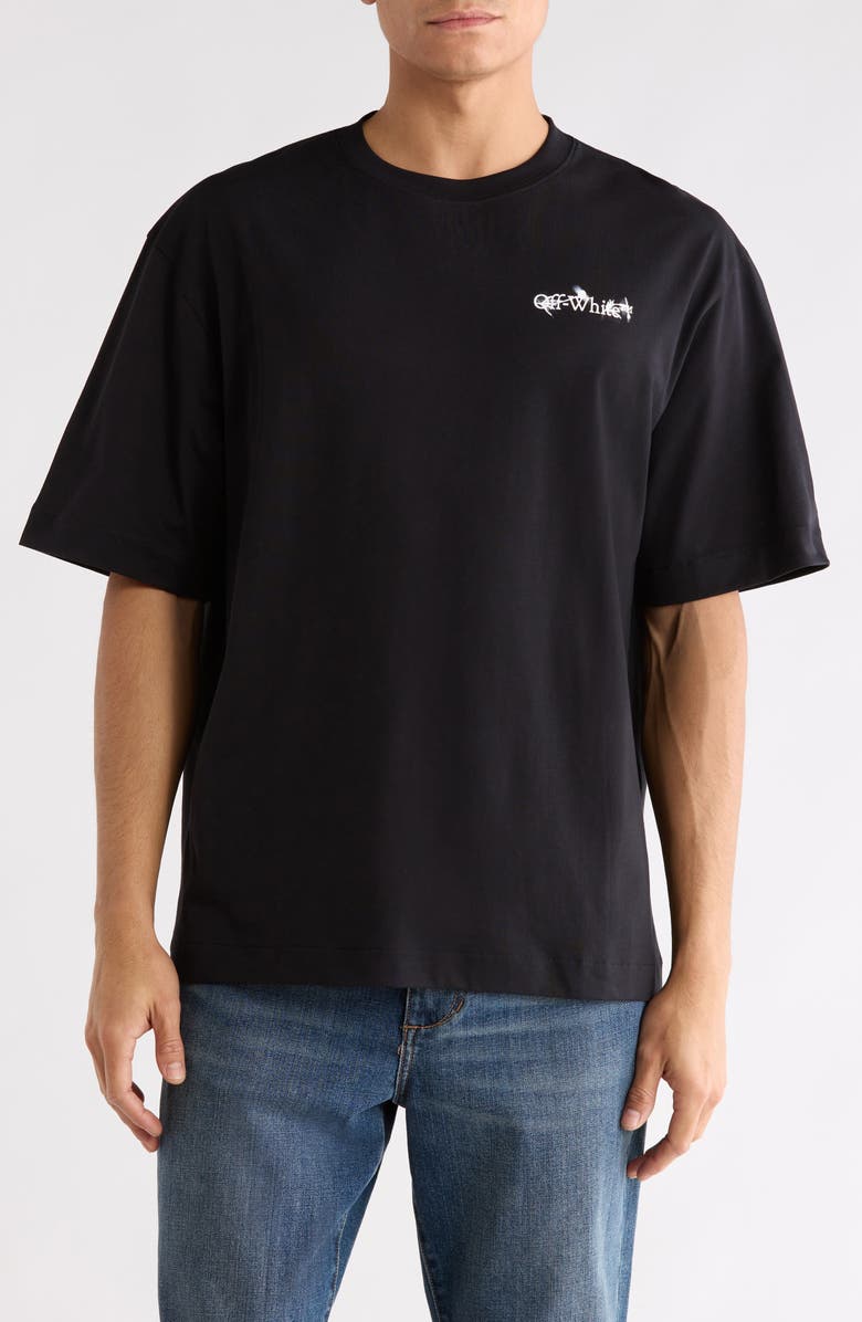 Off-White Flower Arrow Sketch Short Sleeve T-Shirt, Main, color, Black-White