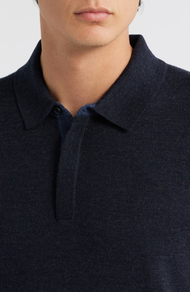 Robert Barakett Thomas Merino Wool Long Sleeve Polo, Alternate, color, Navy