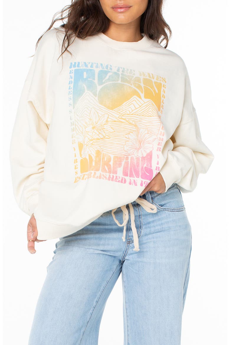 Line Up Oversize Graphic Sweatshirt, Main, color, CLOUD DANCER