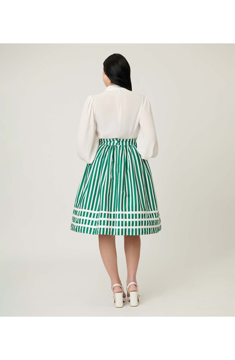 Unique Vintage Front Pocket Swing Skirt, Alternate, color, Green & White Stripe