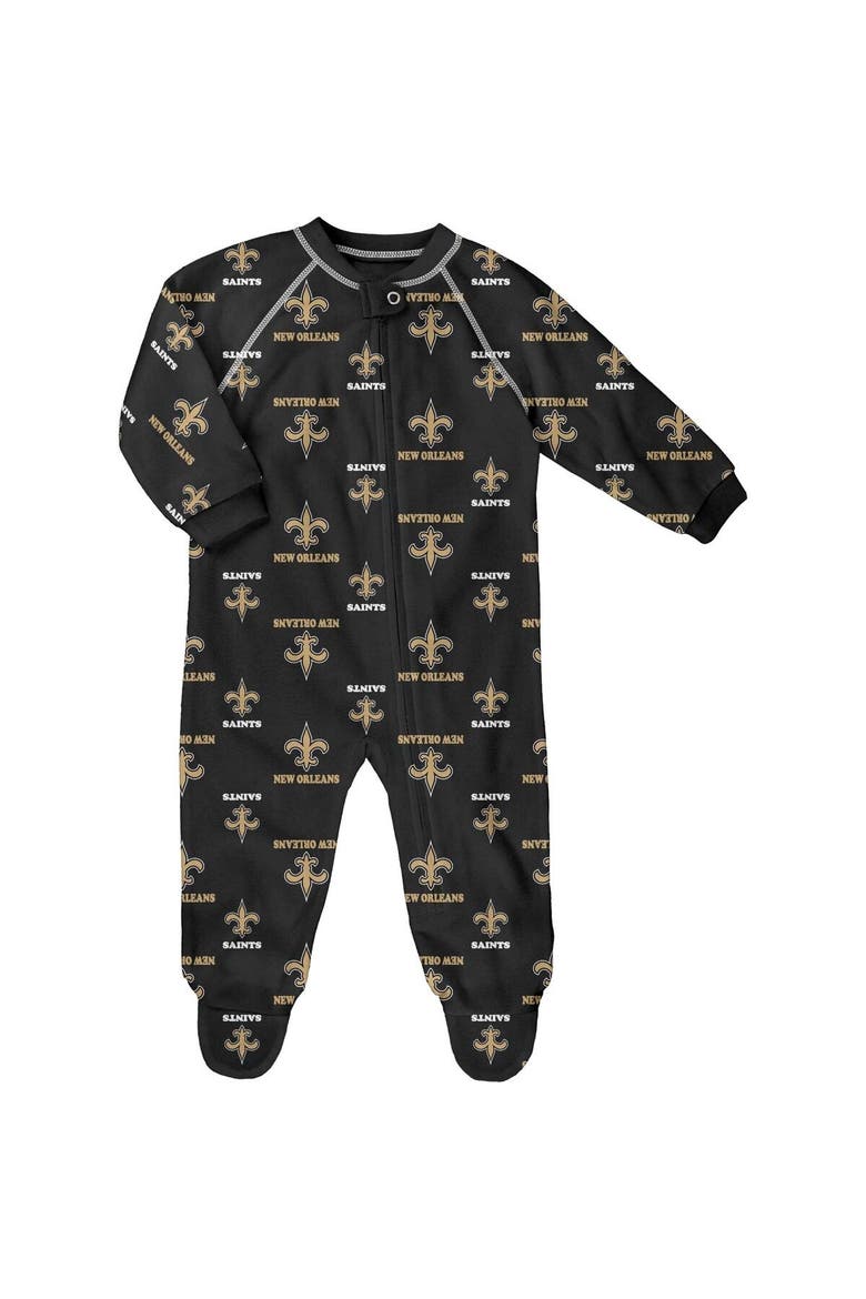 Newborn Black New Orleans Saints Allover Print Raglan Full-Zip Jumper, Main, color, Black