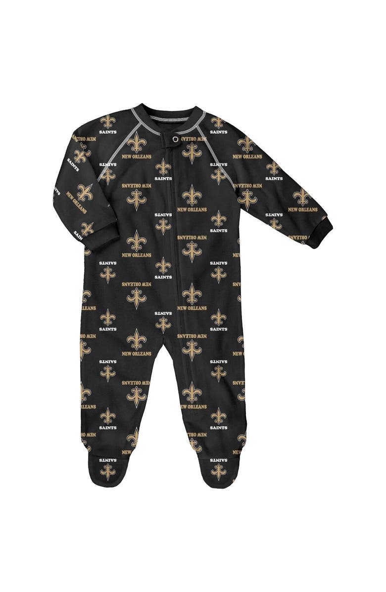 Outerstuff Newborn Black New Orleans Saints Allover Print Raglan Full-Zip Jumper, Main, color, Black