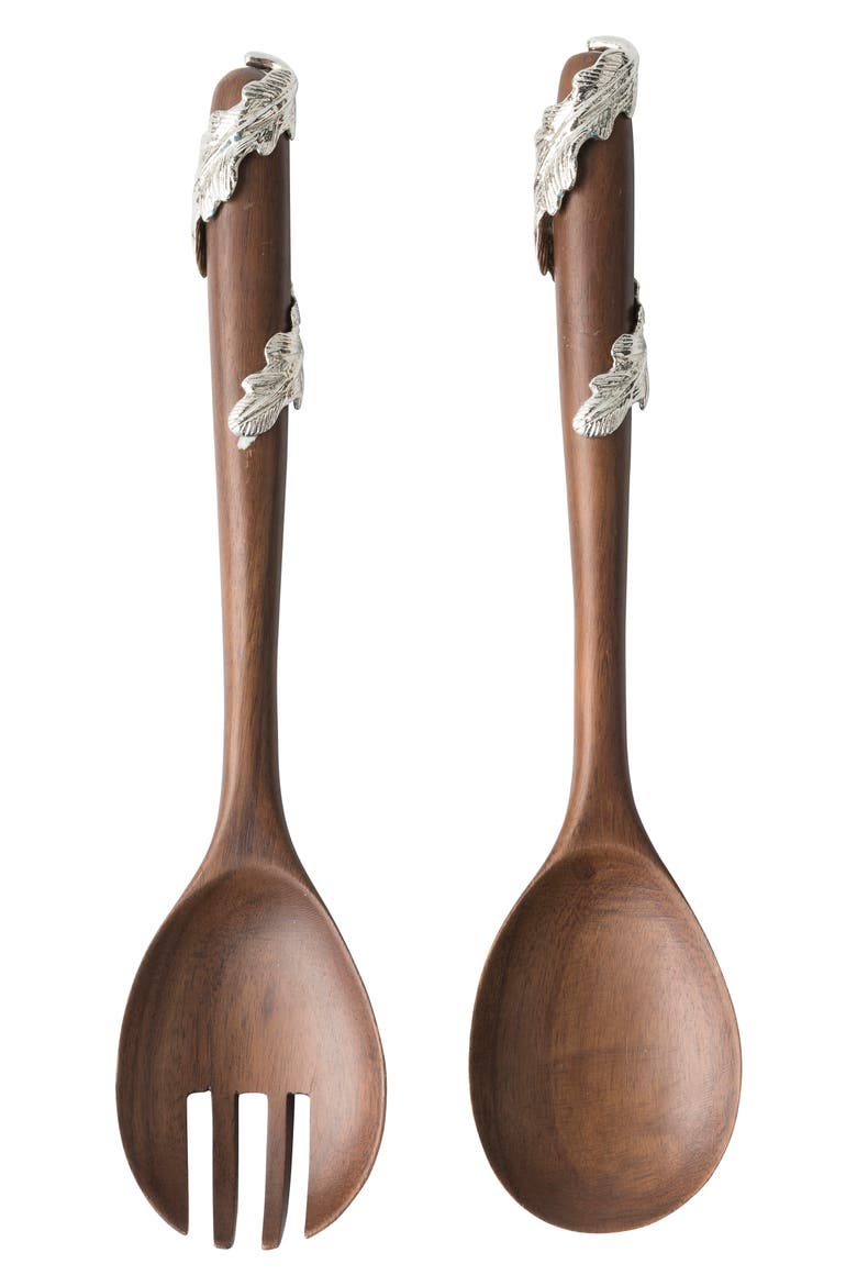 Merriam Acacia Wood Salad Servers, Main, color, WOOD/ METAL