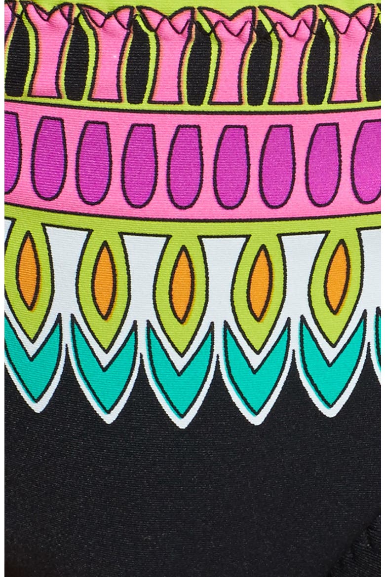 'Plumas' Shirred Side Hipster Bikini Bottoms, Alternate, color, BLACK MULTI