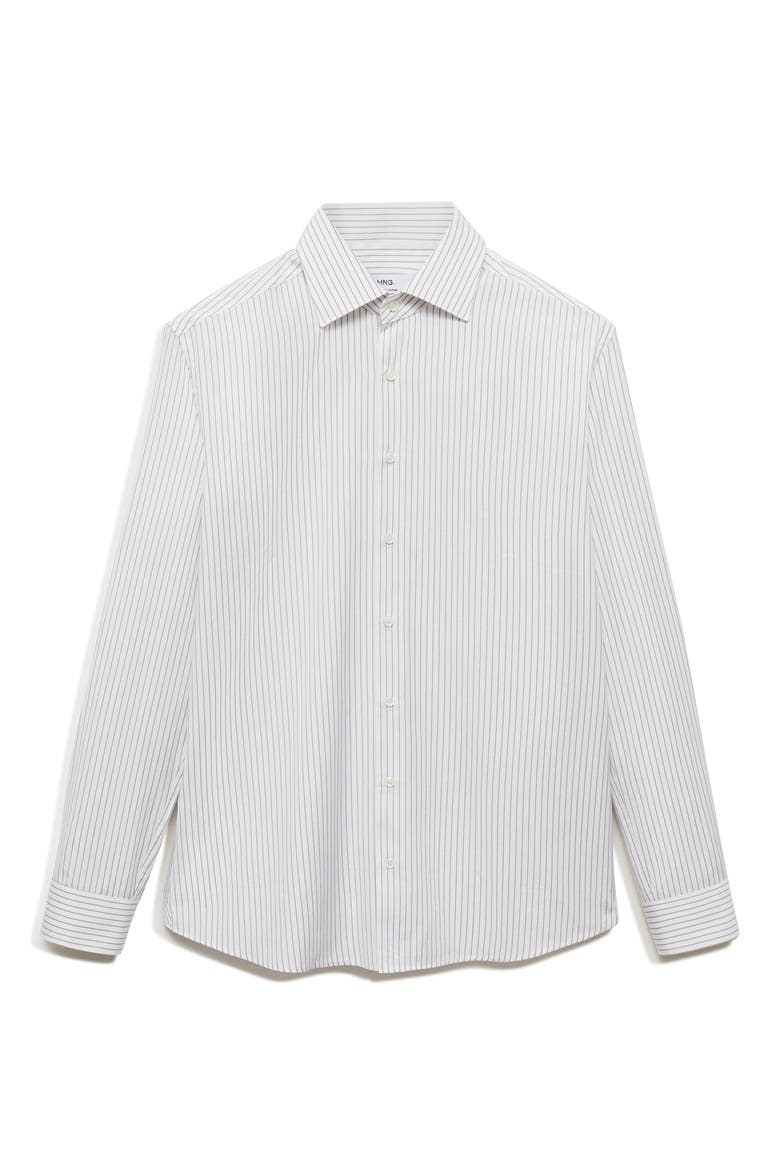 Stripe Cotton Button-Up Shirt, Alternate, color, GREY