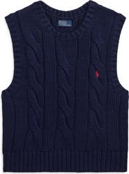 売れ筋商品|||ラルフローレン ニット&セーター アウター レディース Women's Cable-Knit Cotton Cropped Sweater Vest Midnight  Cable-Knit Cotton Cropped Sweater Vest