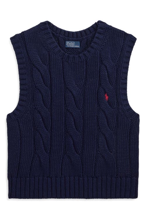 Polo Ralph Lauren Cable-knit Cotton Cropped Vest In Hunter Navy
