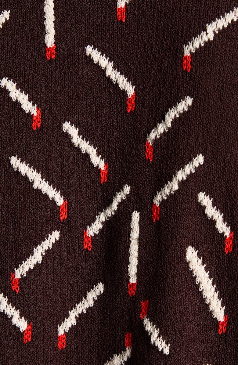 Bottega Veneta Matches Jacquard Cardigan, Alternate, color, Ebony/ Chalk/ Tomato