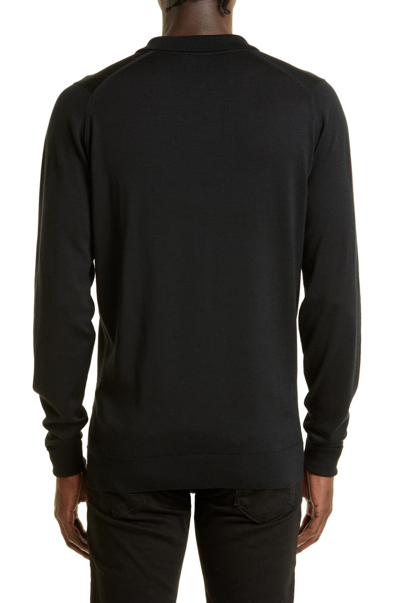 John Smedley Cotswold Wool Polo Sweater, Alternate, color, Black
