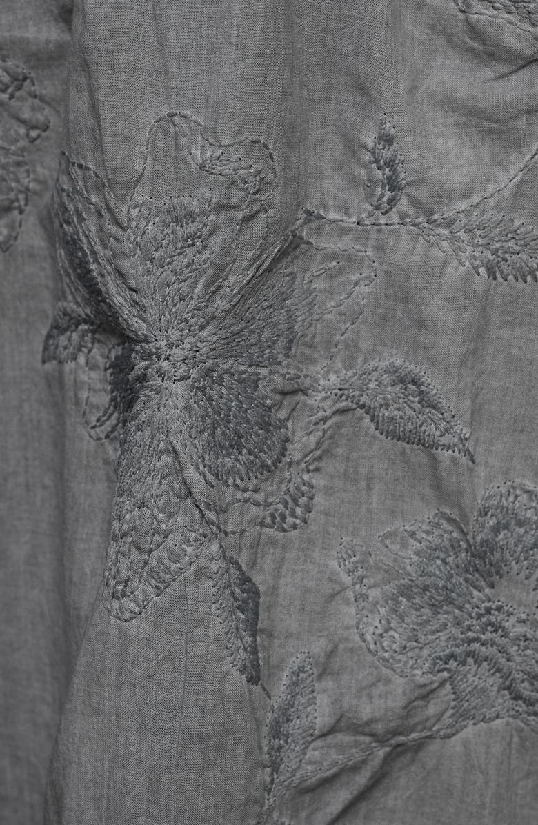 MANGO Overdyed Embroidered Cotton Nightgown, Alternate, color, Medium Grey