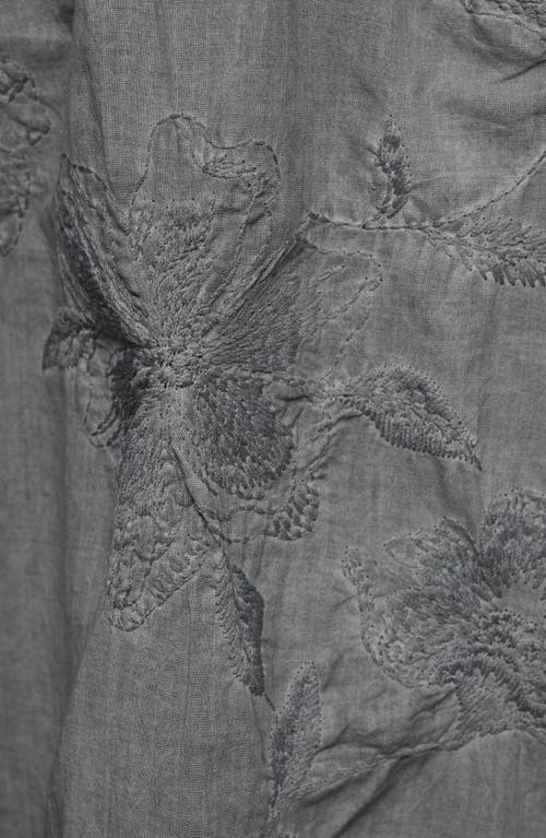 Mango Overdyed Embroidered Cotton Nightgown In Gray