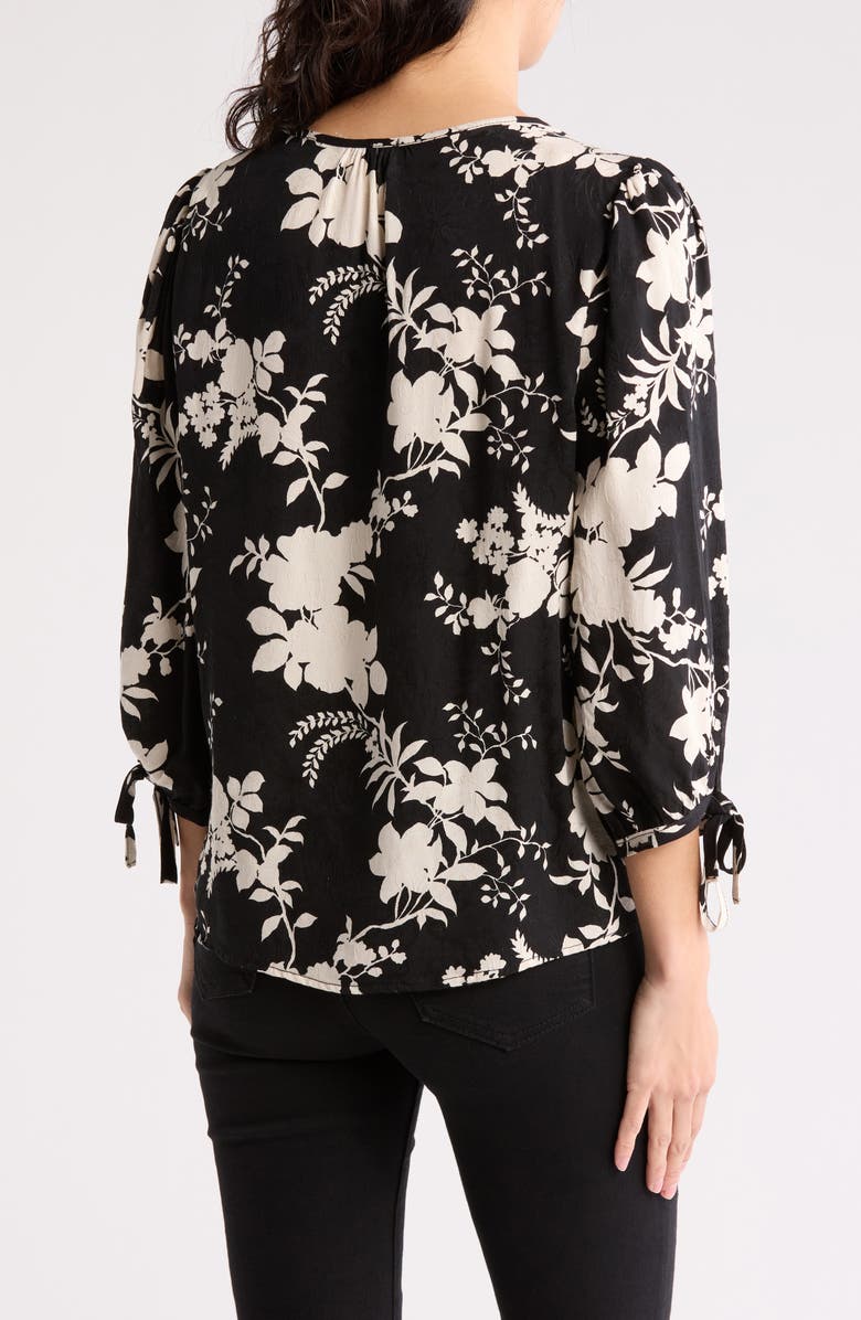 Renee C Jacquard Floral Top, Alternate, color, Black