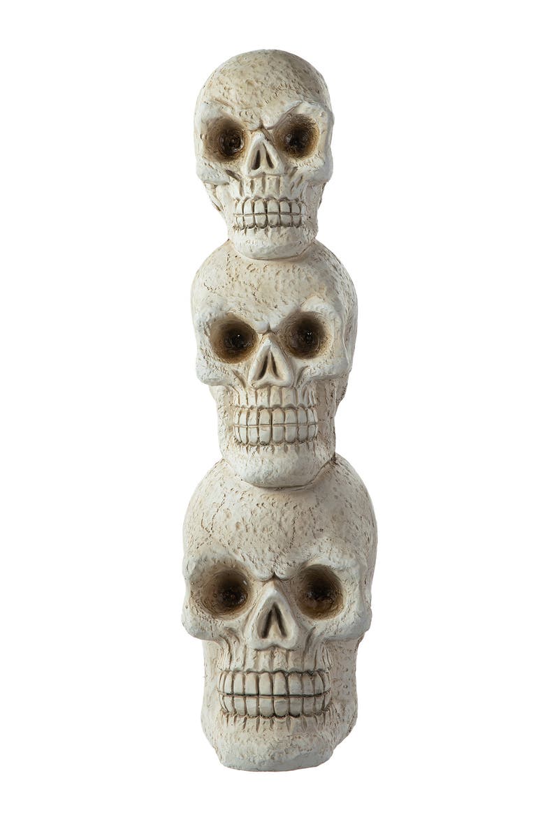 Lighted Halloween MGO Skull Porch Decor with Timer, Alternate, color, White