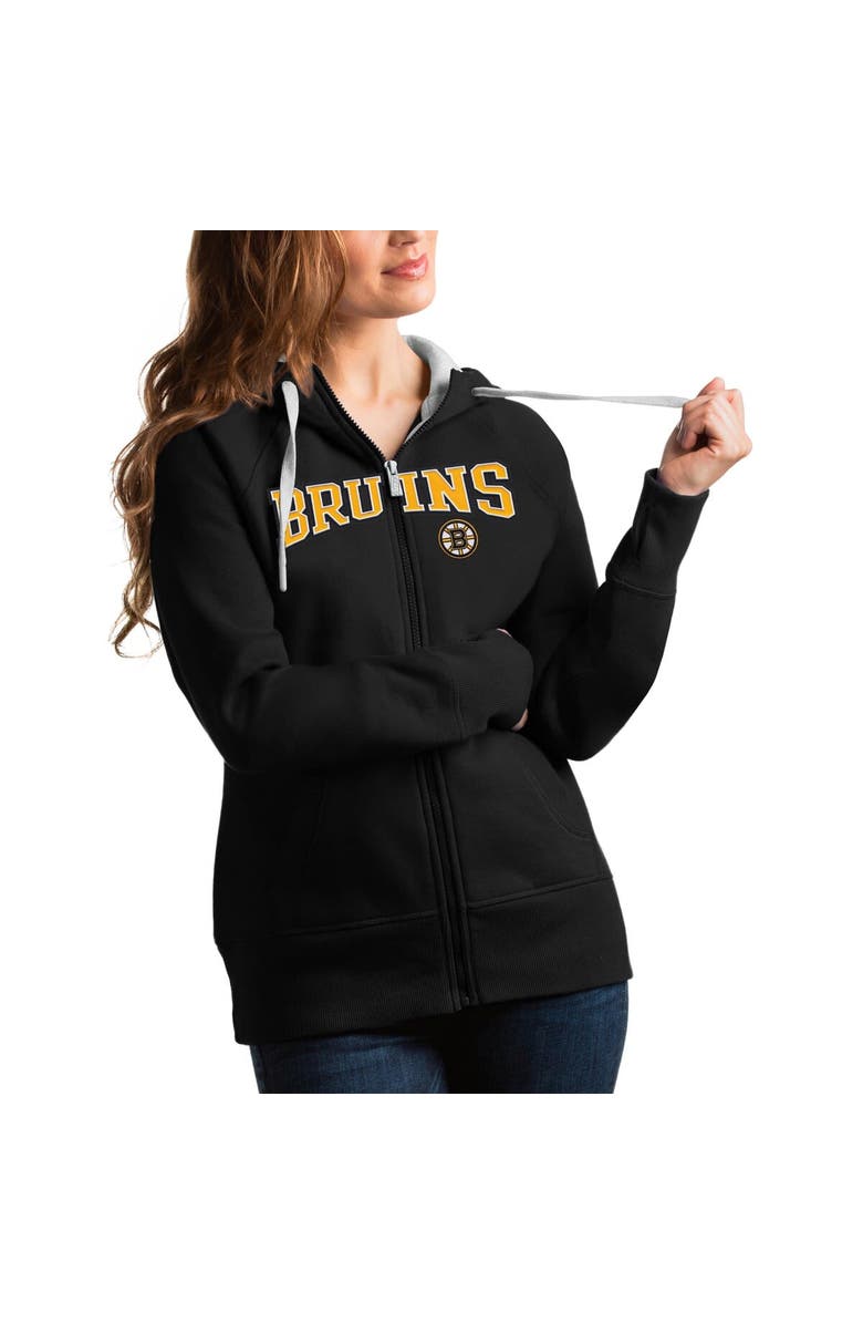 ANTIGUA Women's Antigua Black Boston Bruins Wordmark Victory Full-Zip Hoodie, Main, color, 