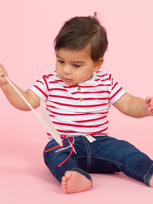 Rufflebutts Baby Boys Short Sleeve Knit Henley Bodysuit