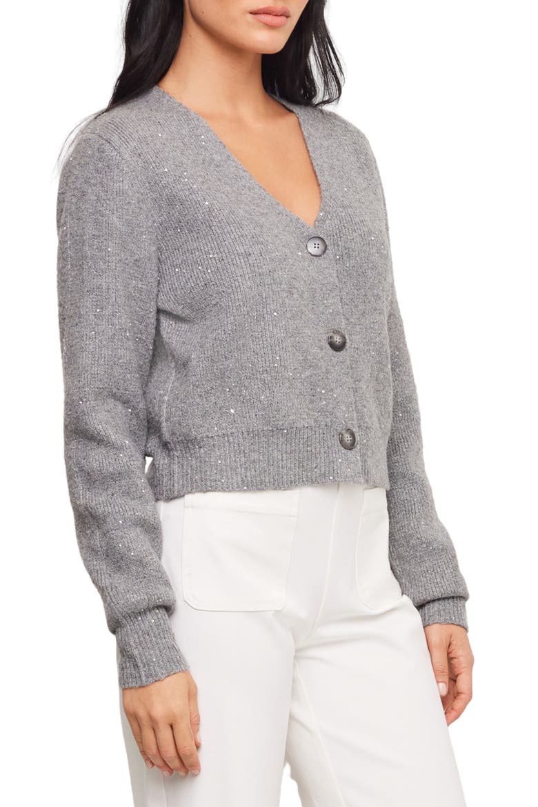 Nae Sequin Crop Cardigan, Alternate, color, STEEL
