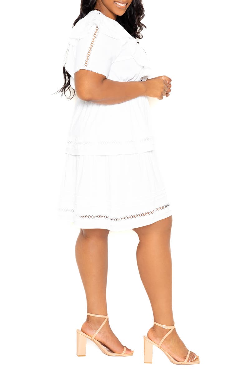 BUXOM COUTURE Tiered Ruffle Lace Trim Minidress, Alternate, color, White