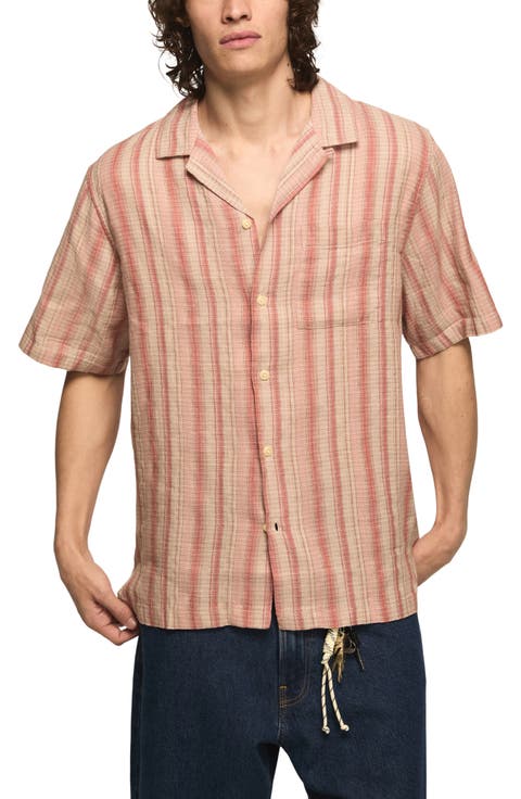 Stripe Linen & Cotton Camp Shirt