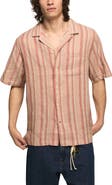 Lucky Brand Stripe Linen & Cotton Camp Shirt