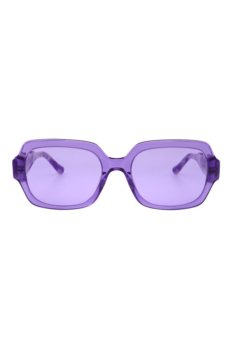 55mm Rectangular Sunglasses, Main, color, CRYSTAL PURPLE