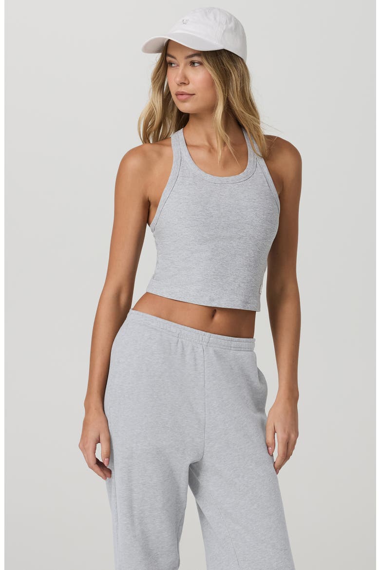 Elevation Racerback Crop Tank, Alternate, color, LIGHT HEATHER GREY