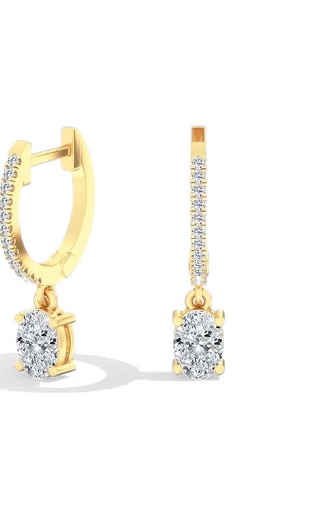Oval Droplet Hoop Lab Diamond in 14K Gold