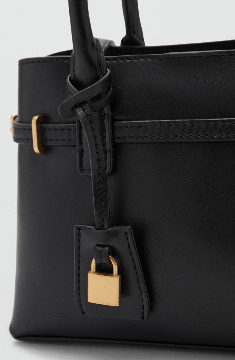 MANGO Padlock Detail Mini Shopper Bag, Alternate, color,