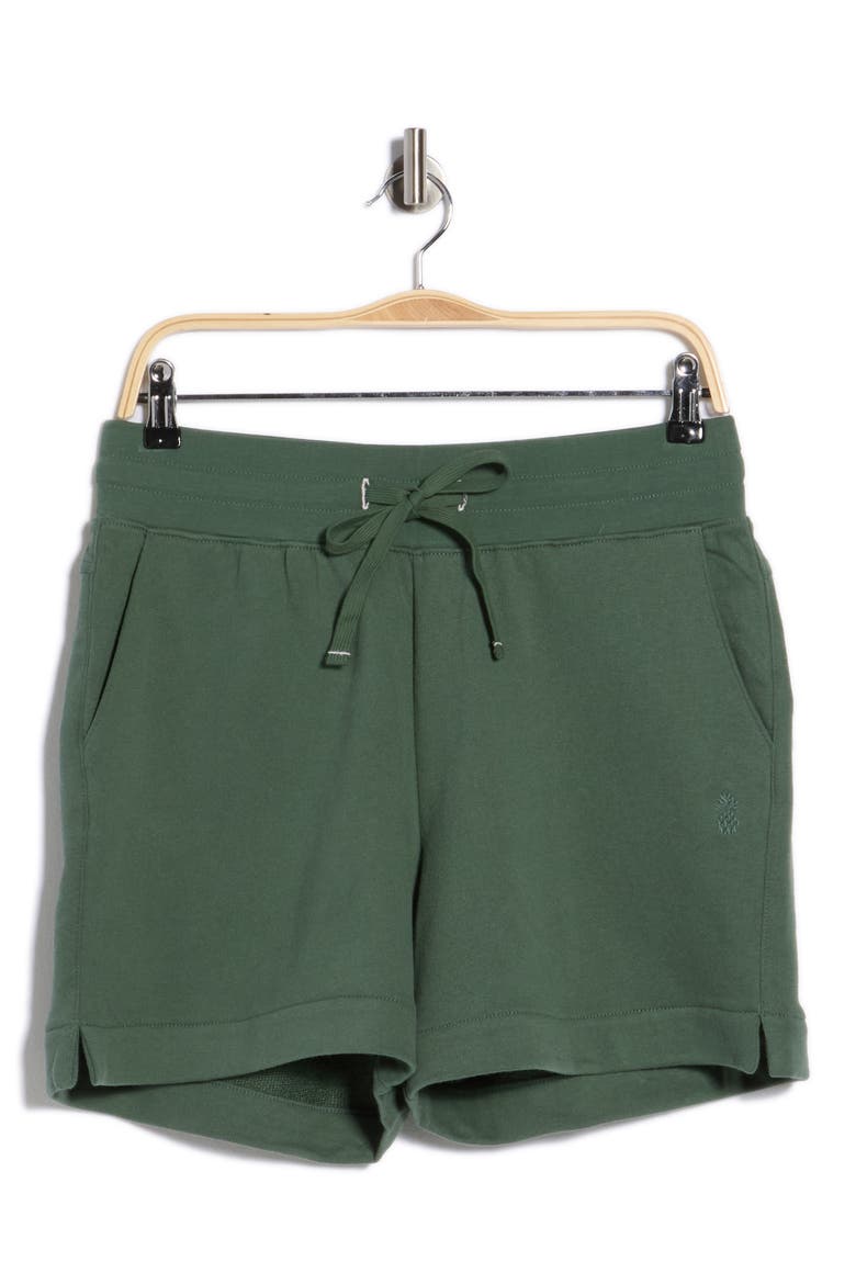 Marina Del Mar Tie Waist Cotton Shorts, Alternate, color, DARK JADE