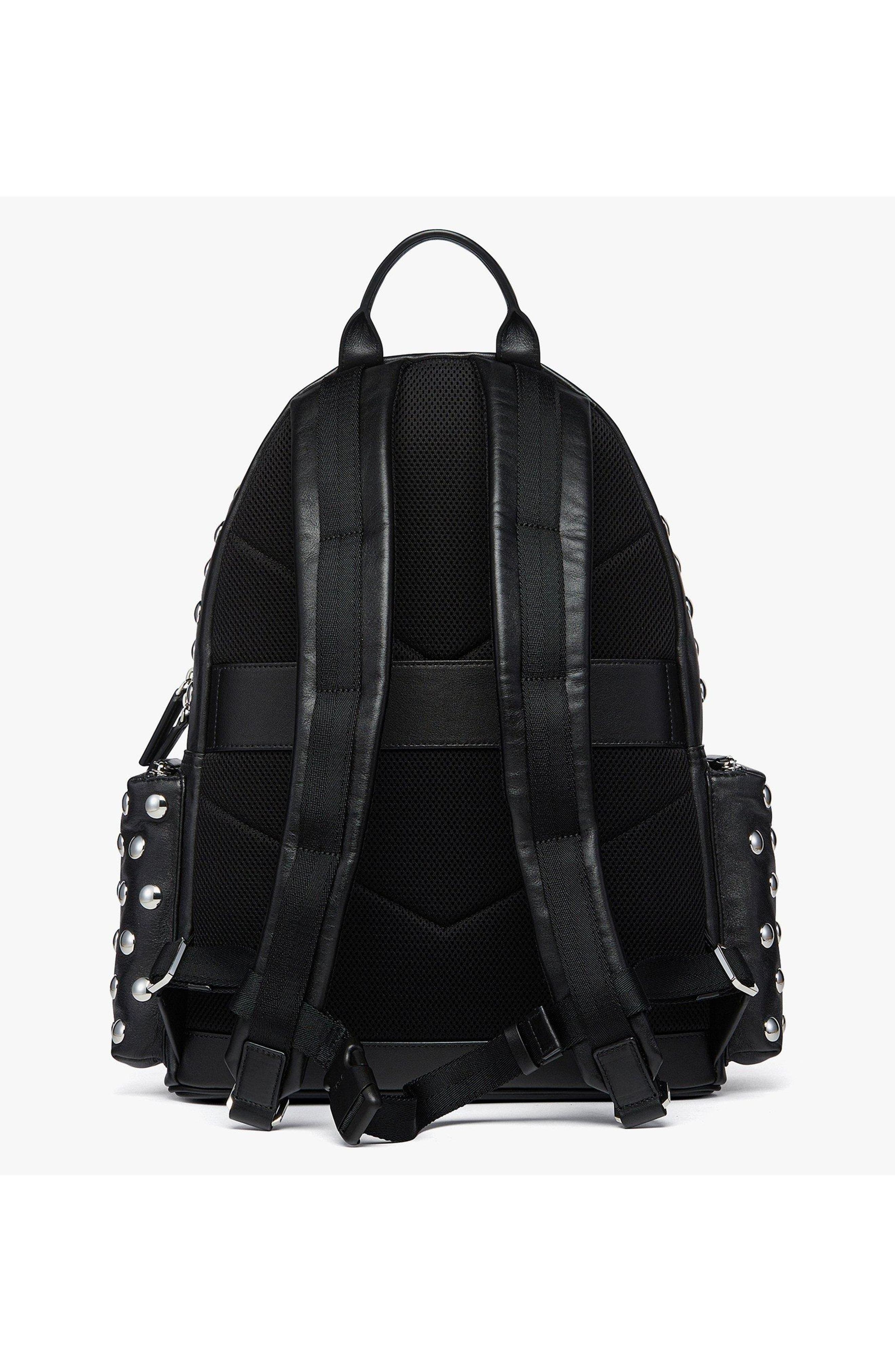 MCM Medium Stark Backpack in Galactic Gala Lamb Leather, Alternate, color, Black