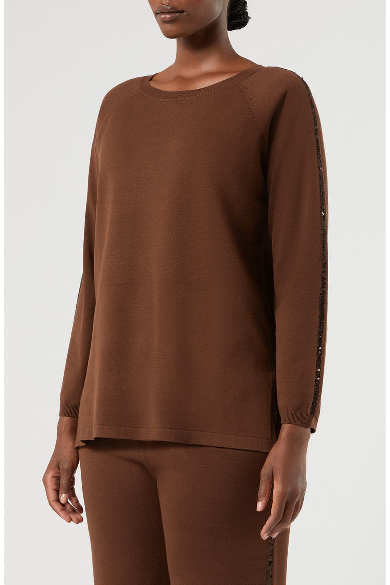 Nocino Sequin Trim Sweater, Main, color, BISCUIT
