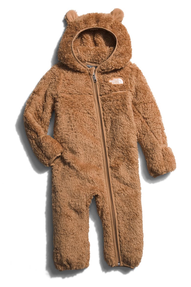 Baby Bear Hooded Romper, Main, color, ALMOND BUTTER