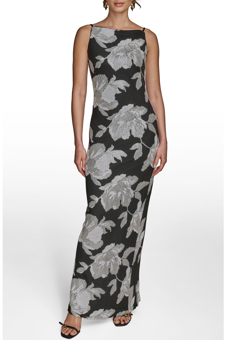 donna karan sequin dress New York Women's Square-Neck Sheath dipped back Donna Karan Gold Sequin Mesh