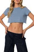 EDIKTED Stripey Crop Cotton T-Shirt