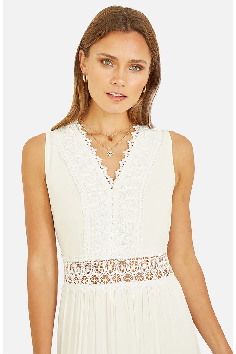Lace Trim Cotton Maxi Sun Dress, Alternate, color, White