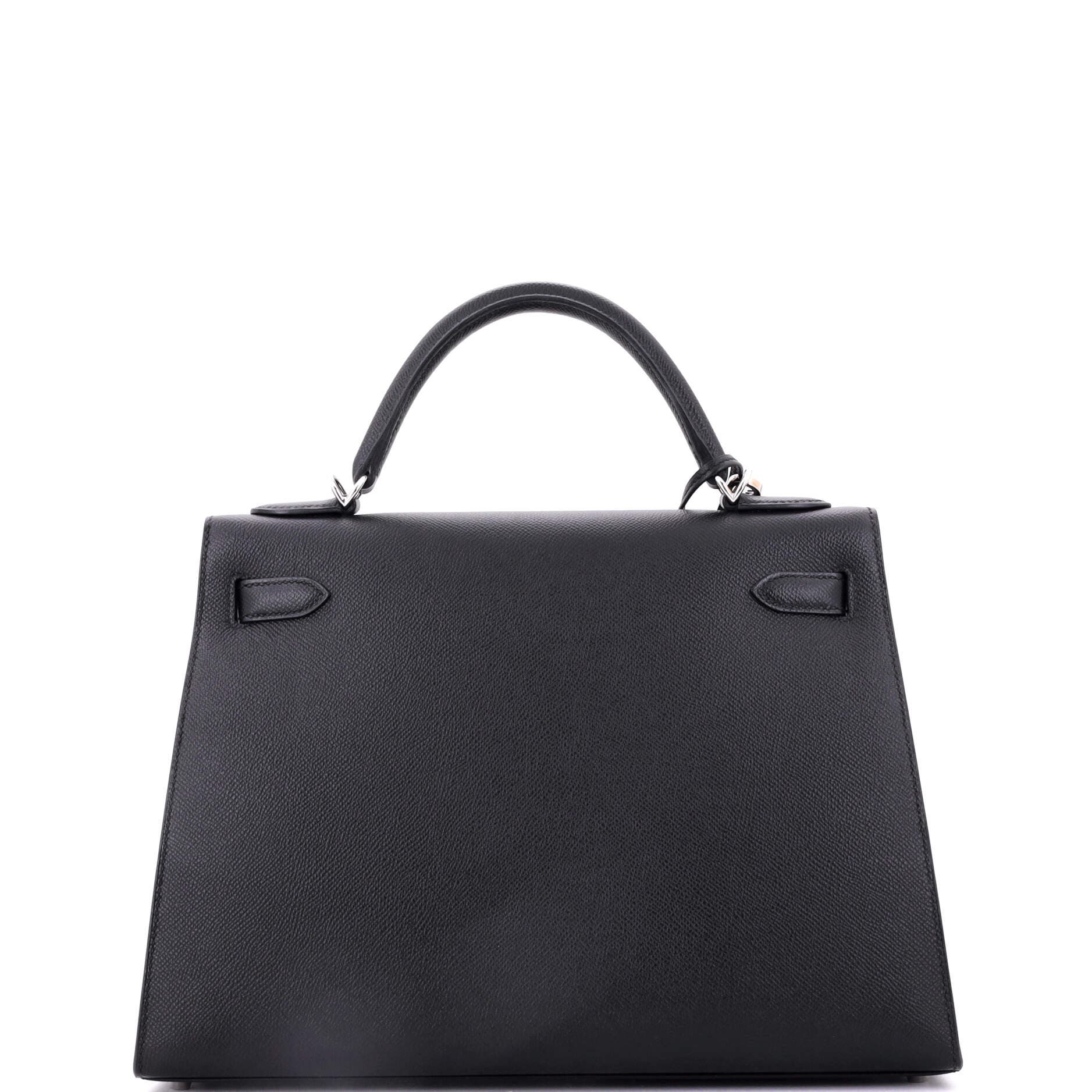 Pre-Owned Hermes Kelly Handbag Black Epsom with Palladium Hardware 32, Alternate, color, 