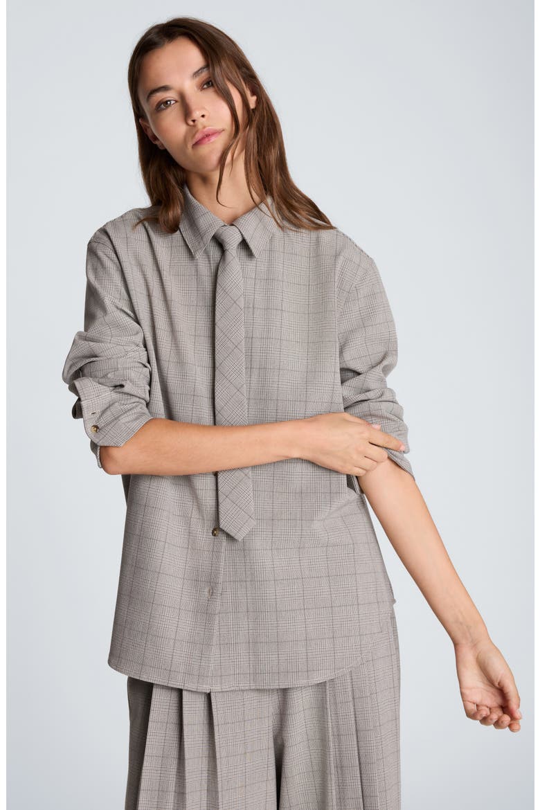 Plaid Shirt with Tie, Alternate, color, LIGHT MED BARK MULTI