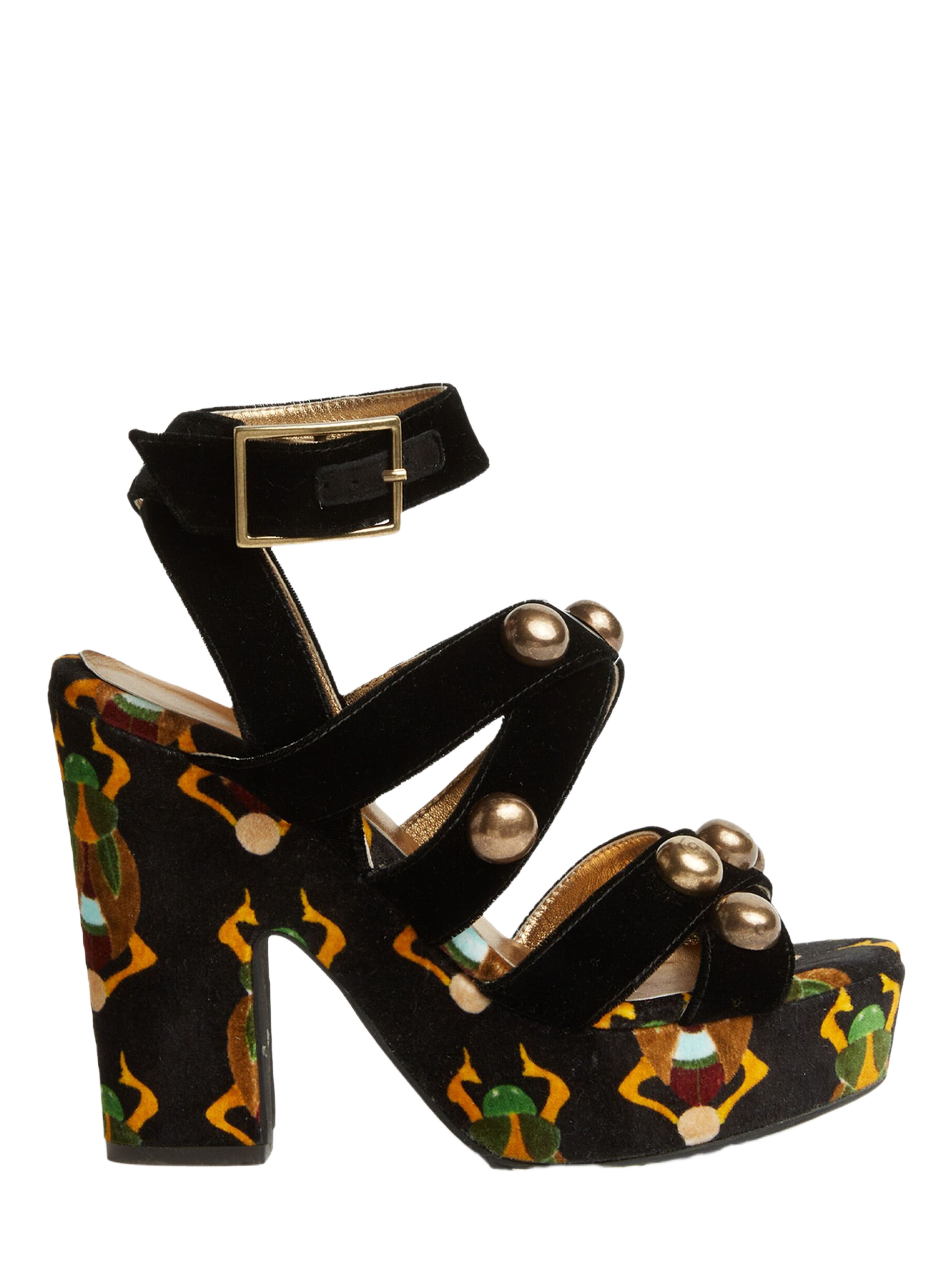 La DoubleJ Medal Wedge (With Studs) Scarab Black, Main, color, Scarab Black
