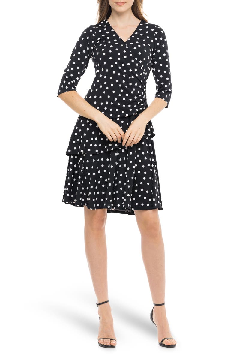 Robbie Bee Polka Dot Faux Wrap Dress, Main, color,