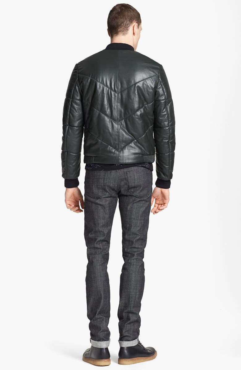 KENZO Quilted Leather Bomber Jacket, Alternate, color, 